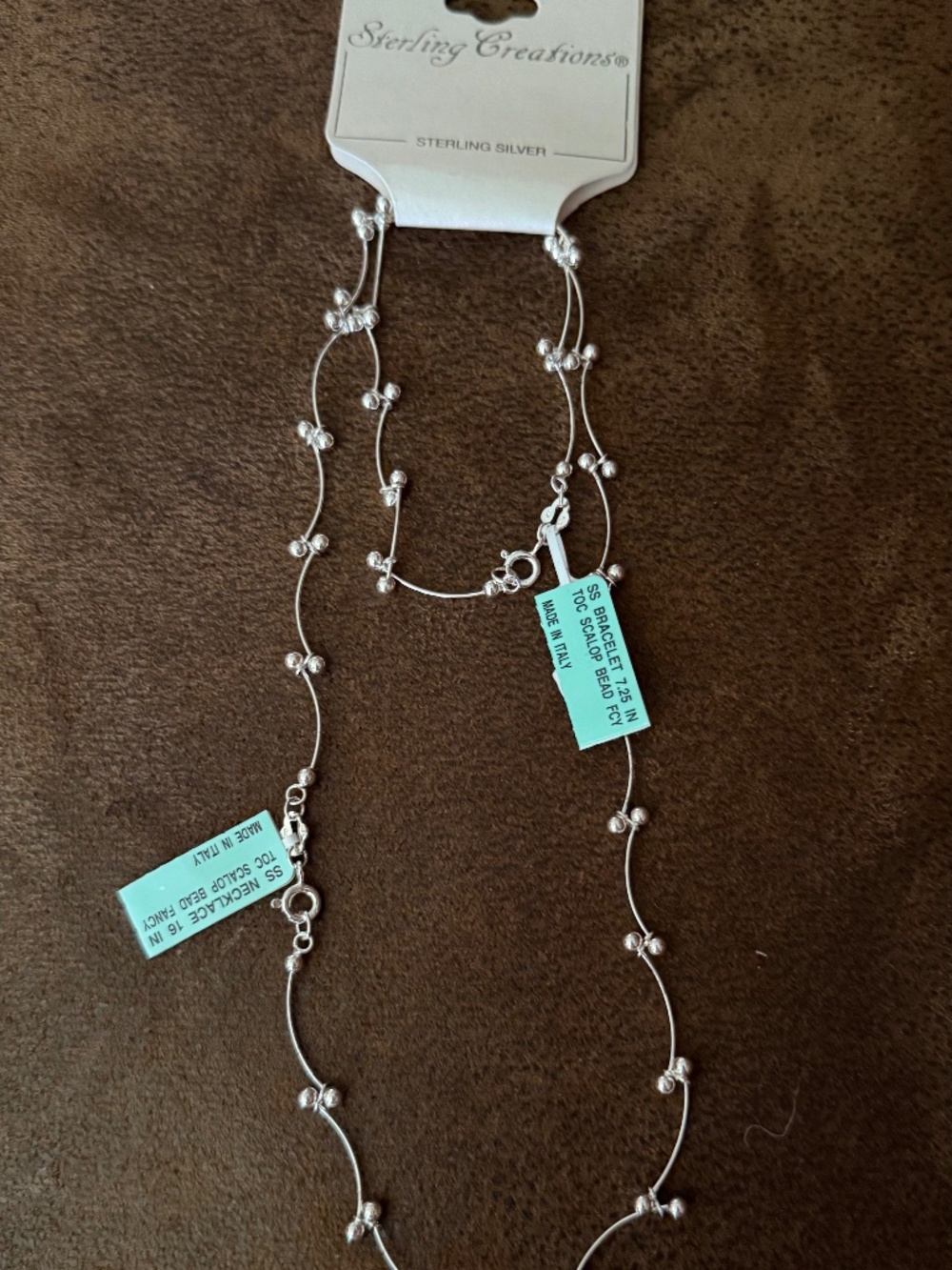 Silver Creations 925 SS 16" Scalop Neclace & 7.25" Matching Bracelet Set